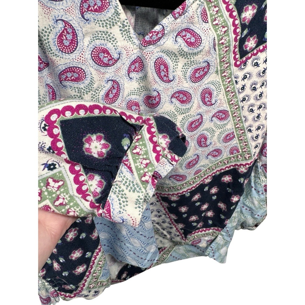 LOFT Petite Patchwork Paisley Blouse Women's SP Boho Cottagecore - Picture 5 of 8